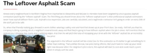 Read more about the article Leftover Asphalt Scam Exposed: Don’t Let Scammers Fool You
