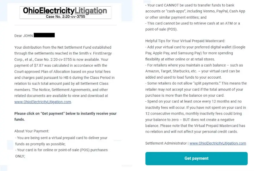 Read more about the article Ohio Electricity Litigation Email Scam – Don’t Fall Victim!