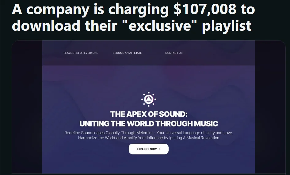 Read more about the article Melomint Scam – A Company Is Charging $107,008 for Playlist