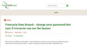 Read more about the article Freecycle Data Breach Scam – Protect Yourself Now
