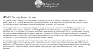 Read more about the article National Student Clearinghouse Scam – Data Breach Using MOVEit Software