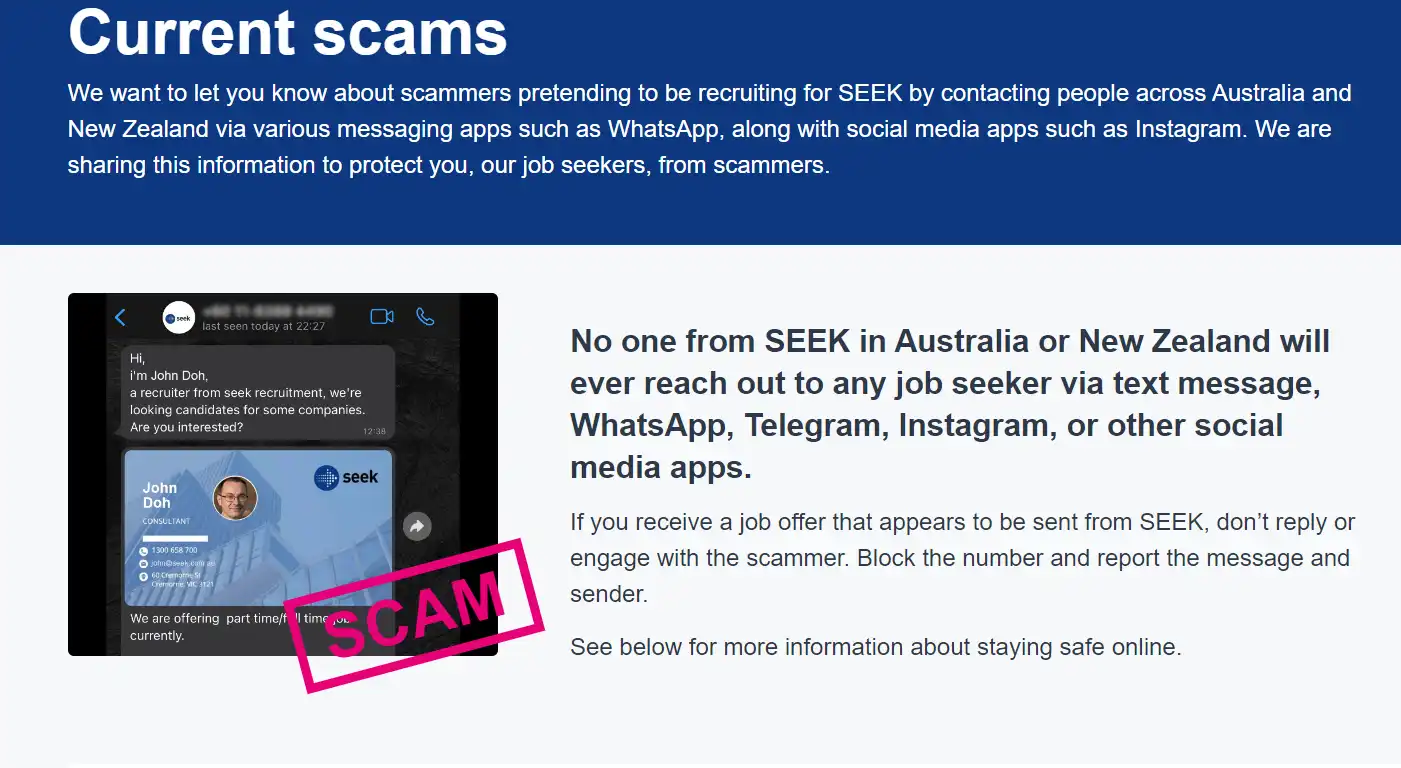 Read more about the article Seek Human Resources Text Message Phishing Scam